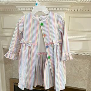 Blueberi Boulevard Pastel Striped Seersucker Coat and Dress size 5